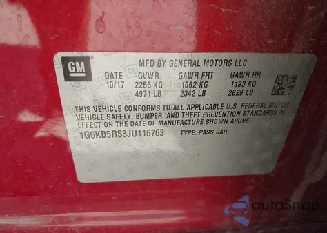2018 Cadillac Ct6 Standard from USA, damaged, VIN 1G6KB5RS3JU116763